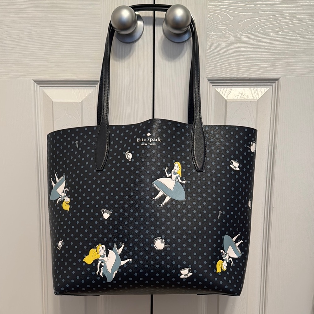 Kate Spade Black and Blue Tote with Polka Dot Charm
